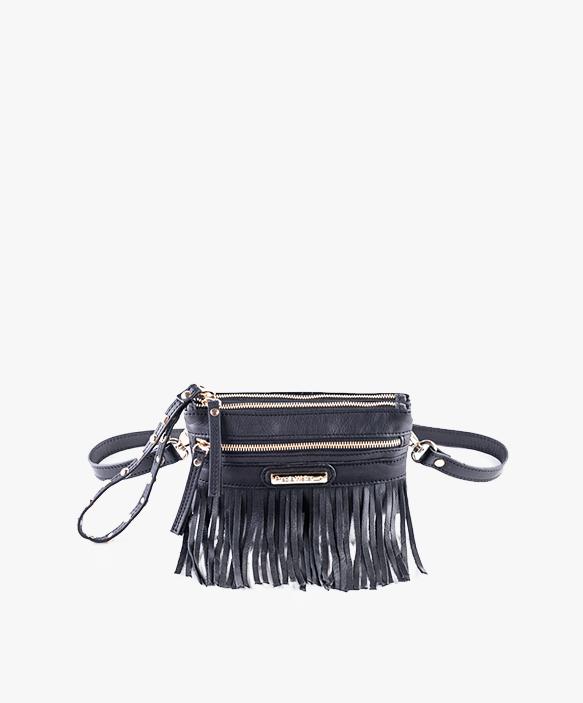 Fringed belt pouch Ibiza 3 in 1 black
