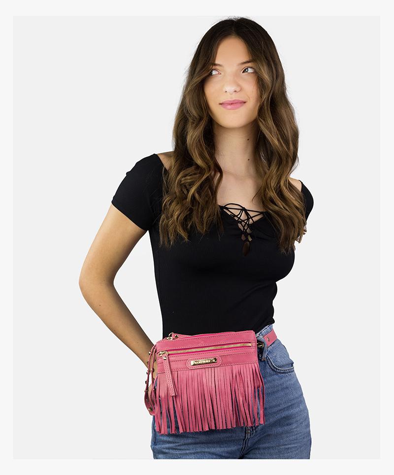 Fringed belt pouch Ibiza 3 in 1 black