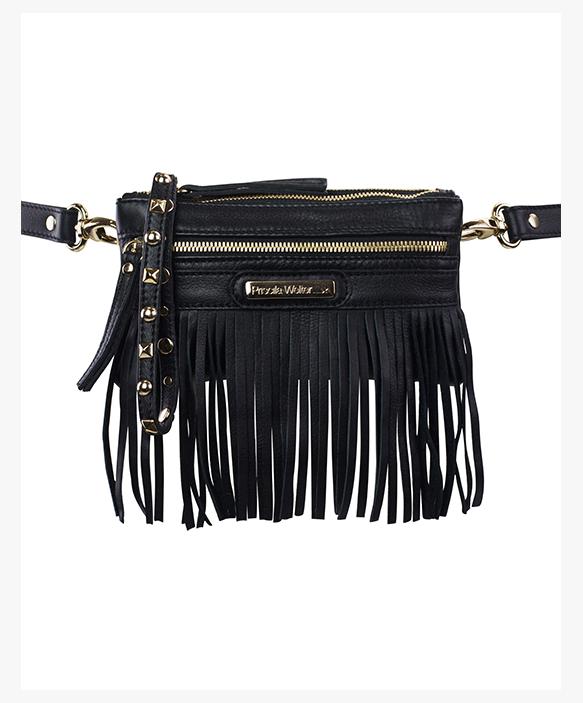 Fringed belt pouch Ibiza 3 in 1 black